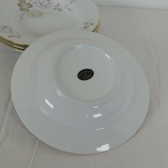 Johann Haviland Sweetheart Rose Rimmed Soup Bowls Bavaria Germany Set of 4 - Picture 4 of 11